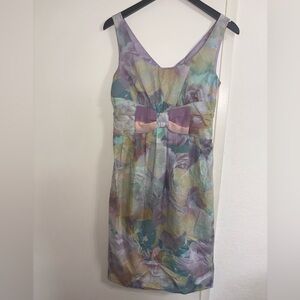 Moschino Size M Floral Purple Sleeveless Scoop Neck High Waist Bow Midi Dress 8